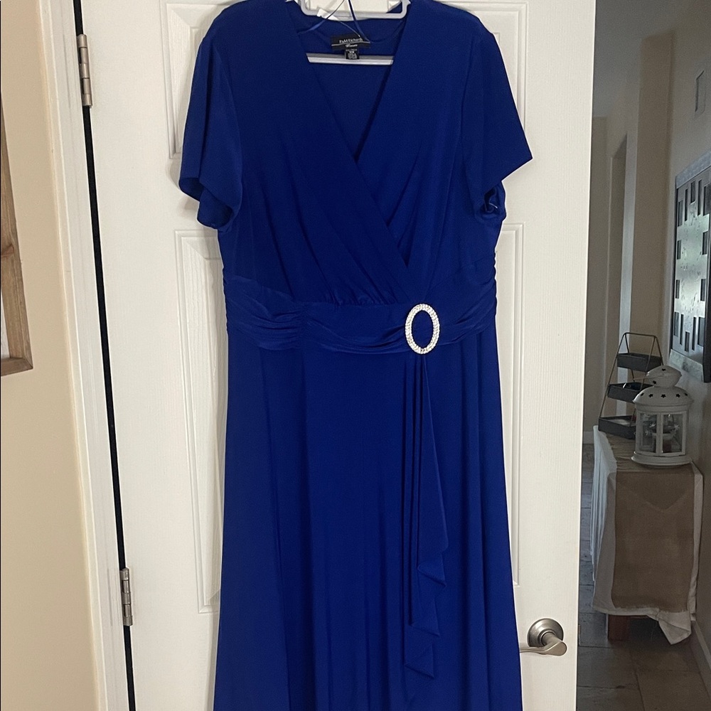 R&M Richards Royal Blue V-Neck Midi Dress with Waist Ring NWT - Picture 9 of 13